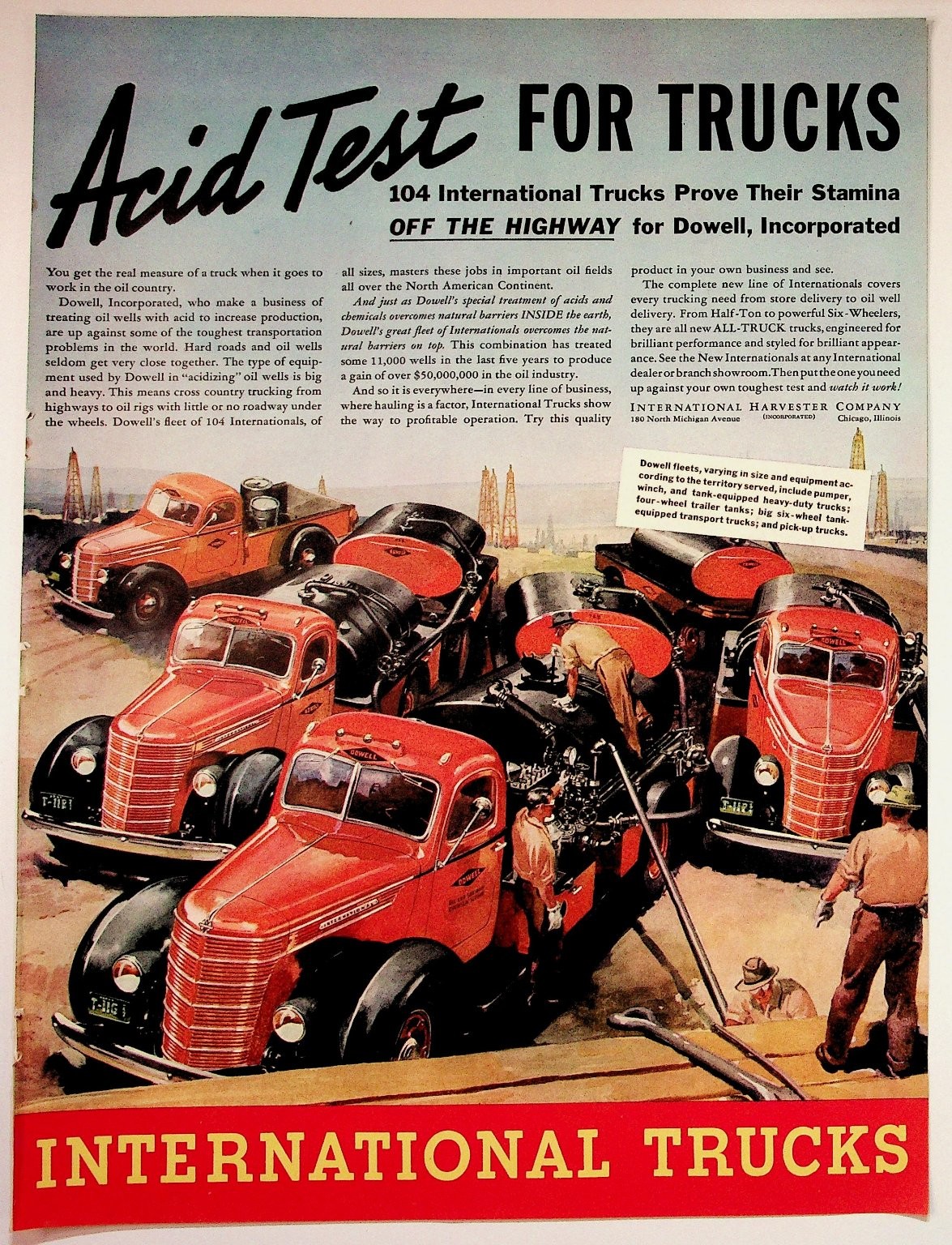 Vintage 1938 International Trucks Dowell Oil Field Ad Ephemera
