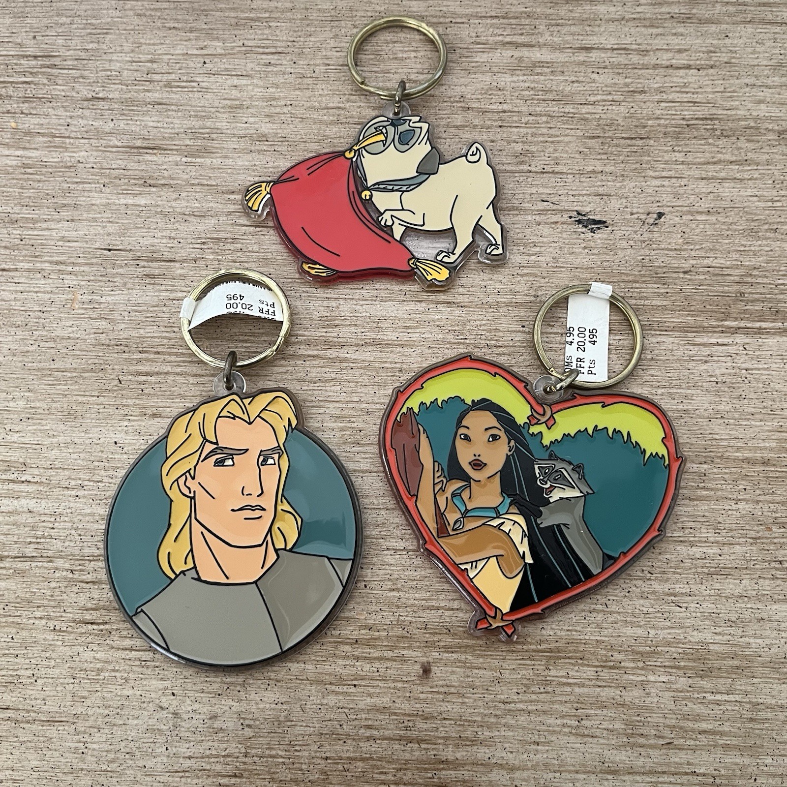 VTG Disney Pocahontas Acrylic Keychain Set of 4 John Smith Meeko Percy 90s