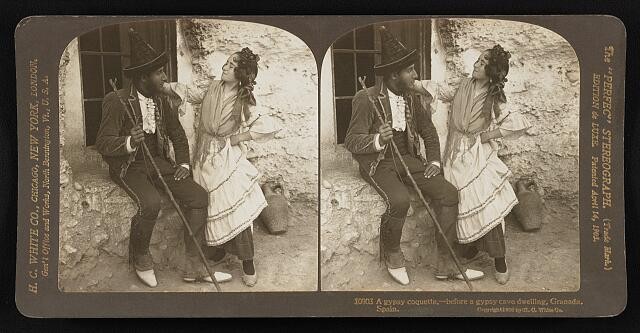 Photo:Granada Spain 1908 Gypsy Coquette Cave Dwelling Stereograph