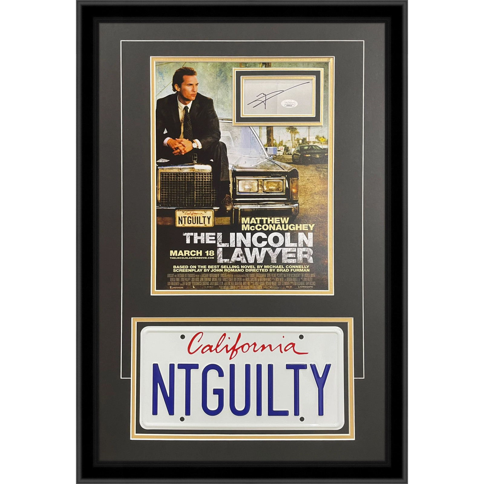 Matthew McConaughey Autographed Lincoln Lawyer Deluxe Framed Piece with 11x14 Mo