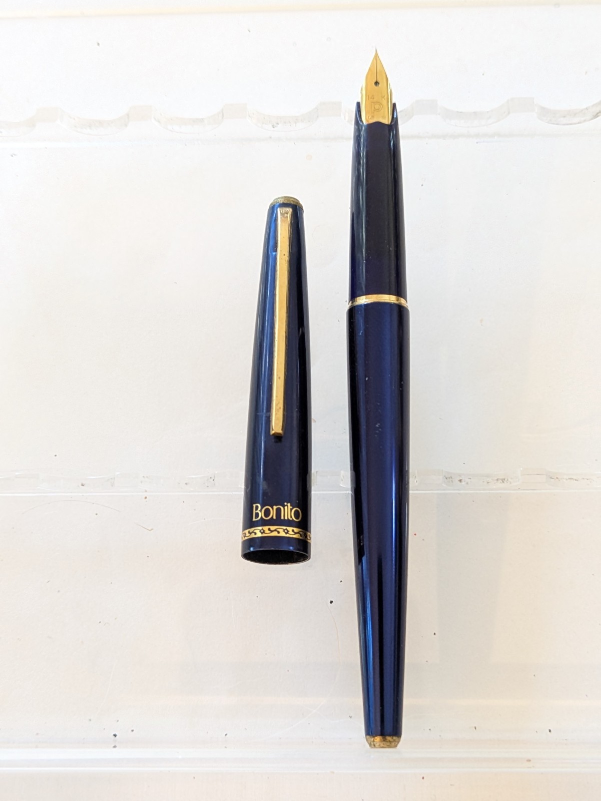 vtg Blue Gt Platinum Fountain Pen - Large 14k Nib