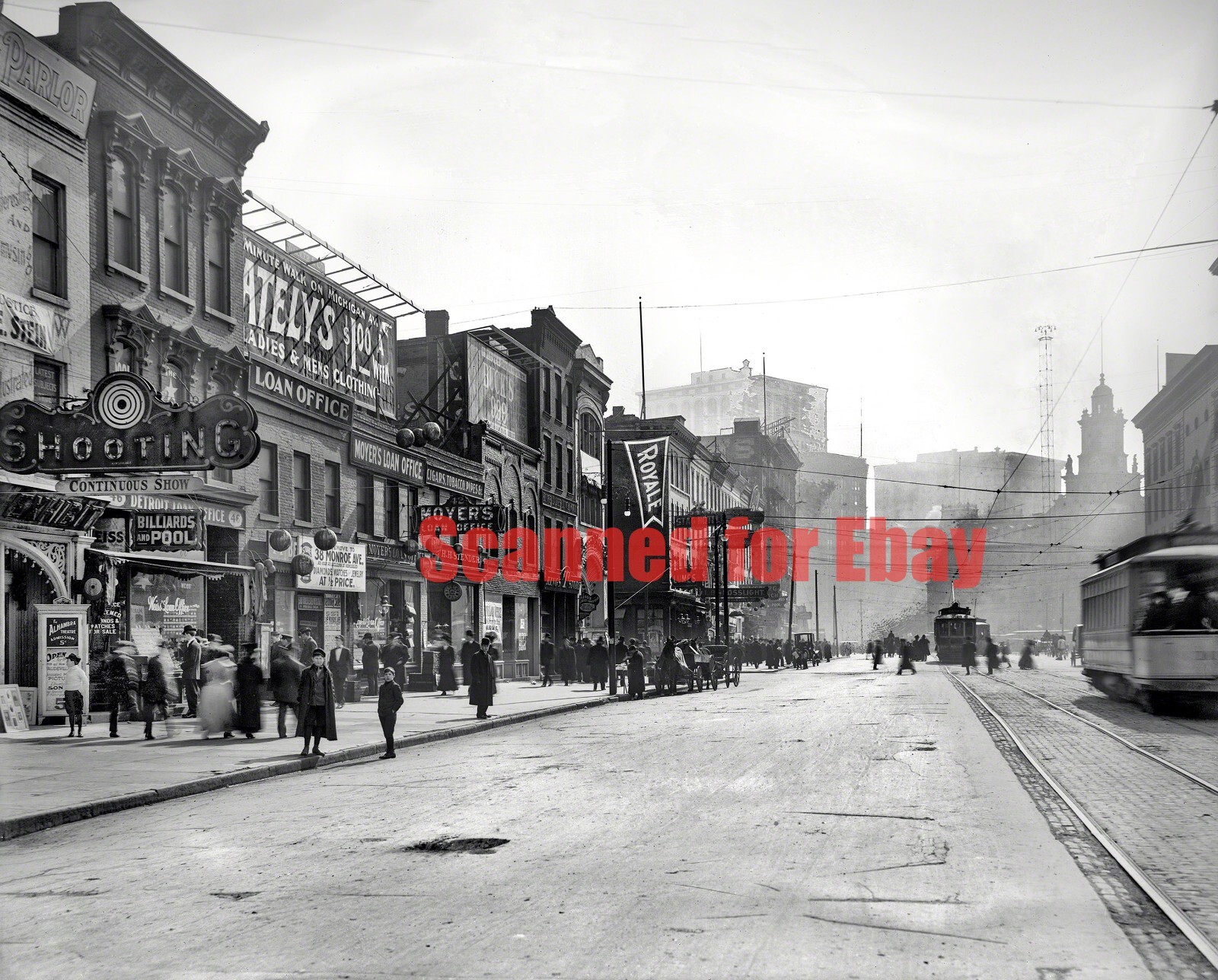 Circa 1908 Monroe Avenue Detroit 8x10 Photo 