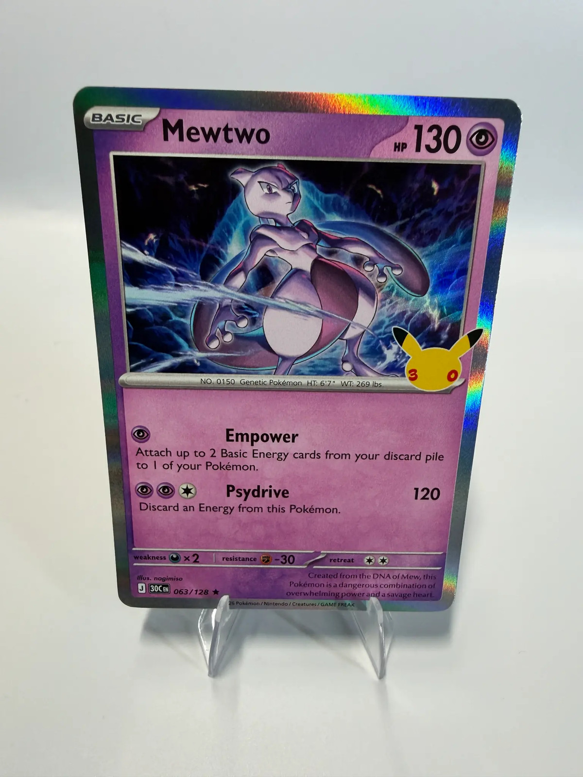 2026 Pokemon Mewtwo #063/128 30th Celebration Stamp
