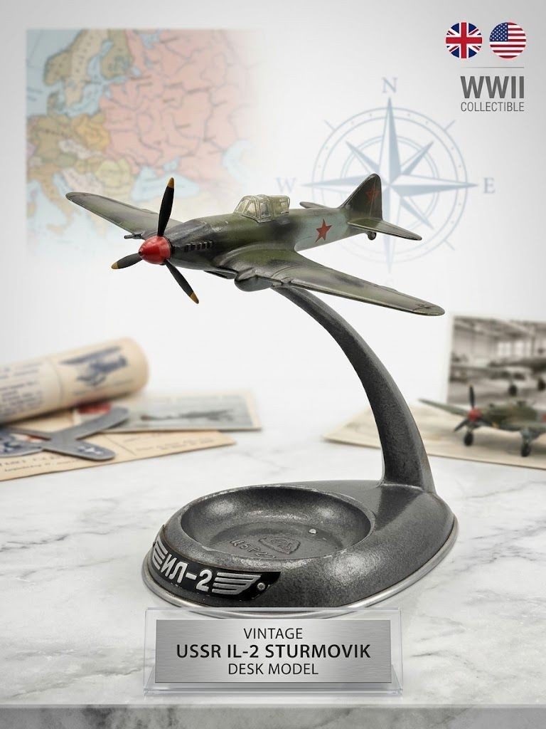 Vintage USSR il-2 Sturmovik Airplane Ashtray Model Desk Top Souvenir WWII Soviet