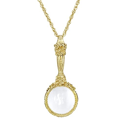 1928 Jewelry 14K Gold Dipped Romantic Interlude Magnifying Glass Necklace 30