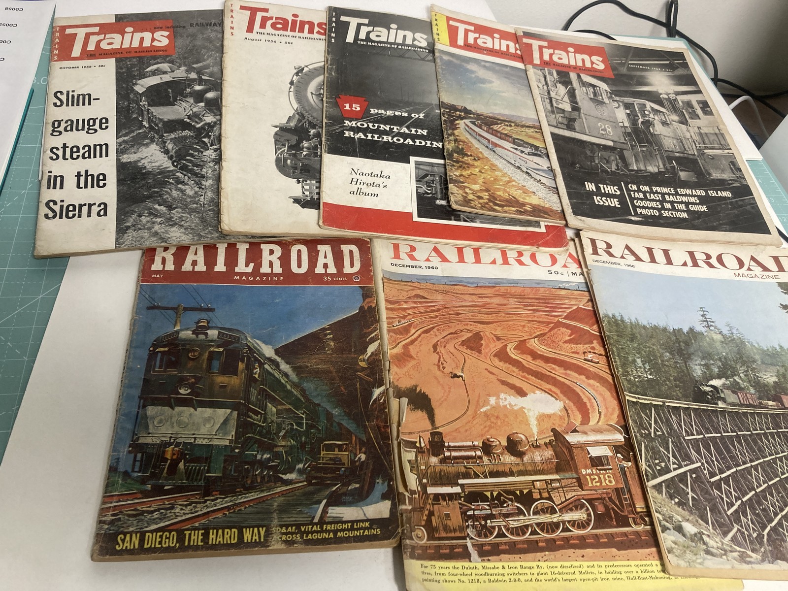 Vintage TRAINS & RAILROAD MAGAZINE Lot 9 Issues 1956-1966