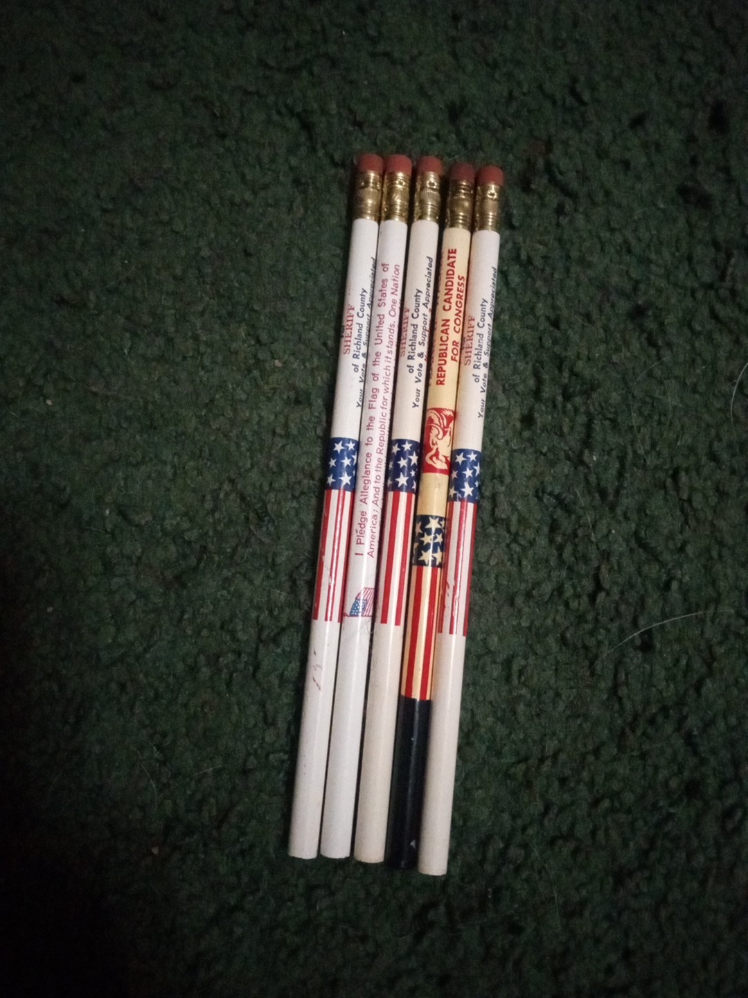 Vintage Republican Pencils Lot Of 5 Unique Artwork Unused Pledge Of Allegiance 