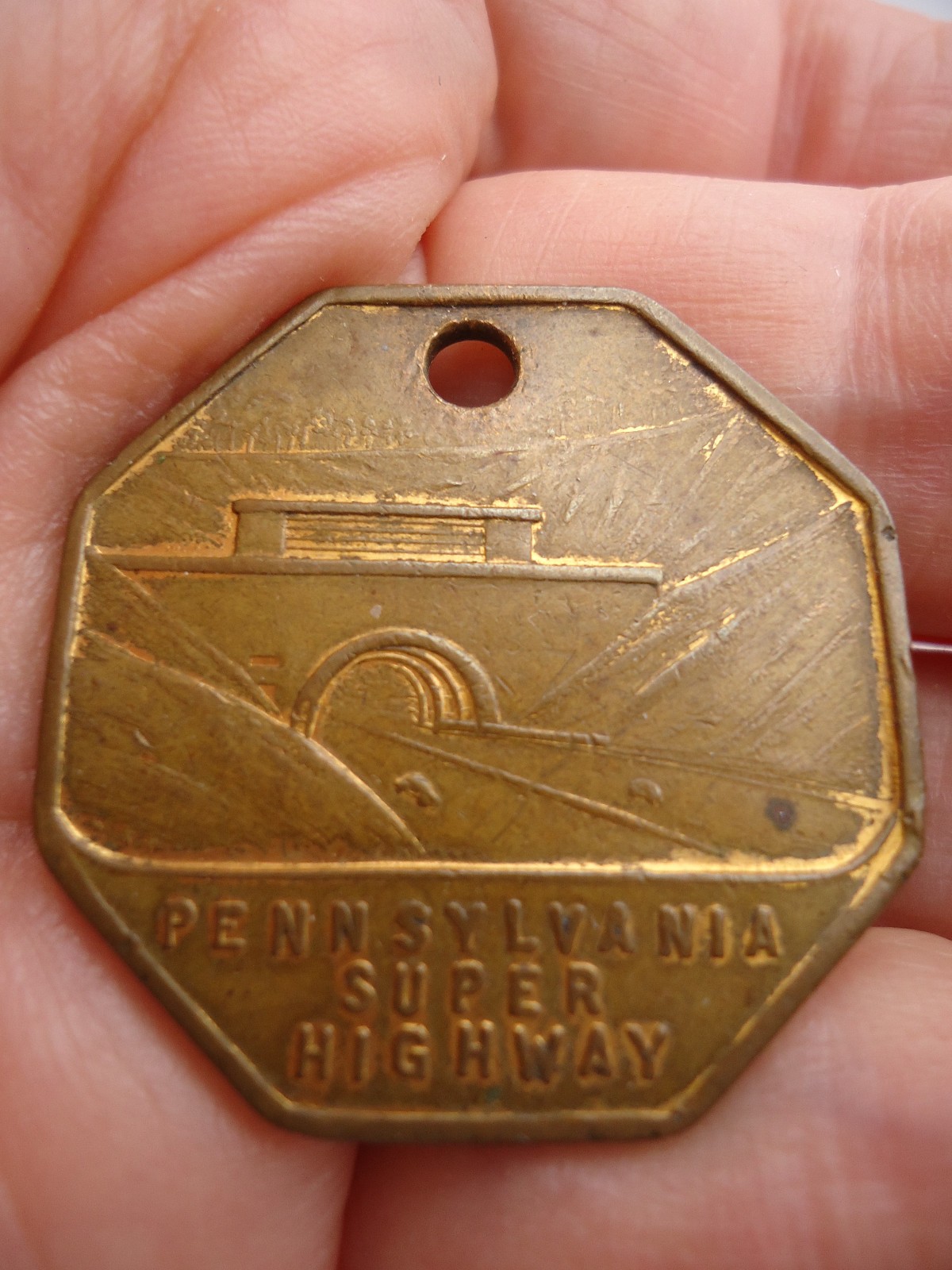 Vintage 1946 Pennsylvania Super Highway Turnpike Keychain Token Metal Fob Charm