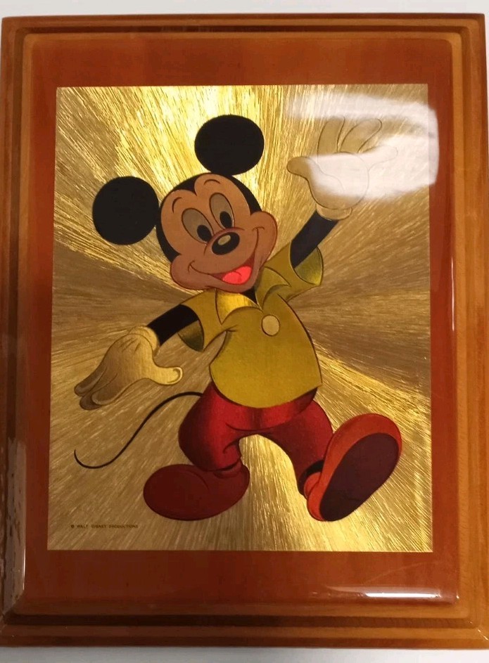 RARE: LATE 60'S VINTAGE WALT DISNEY FOIL EFFECT MICKEY & MINNIE MOUSE LITHOGRAPH