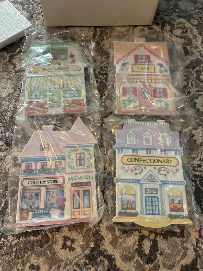 NIB Lenox Village Trivets Set of 4  Vintage still in plastic