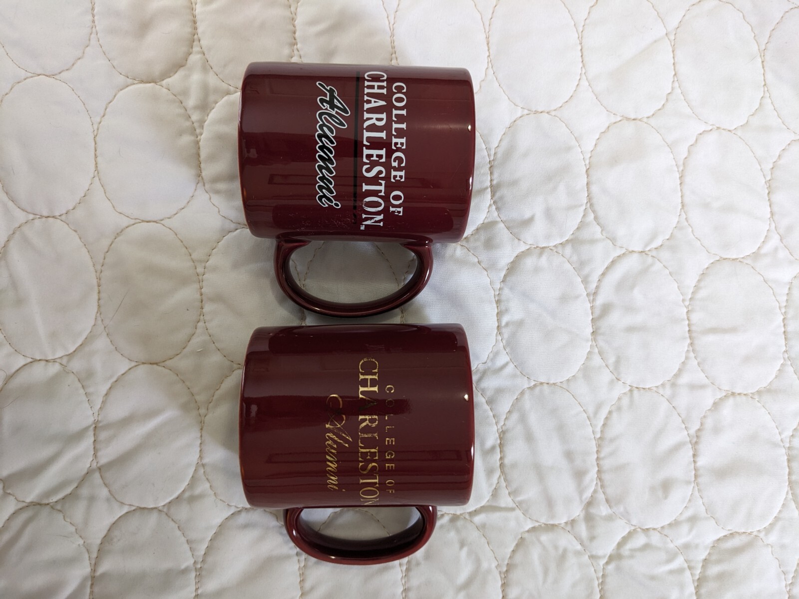 College of Charleston Alumni Mugs Set of Two - Maroon with Ivory CofC Insignia