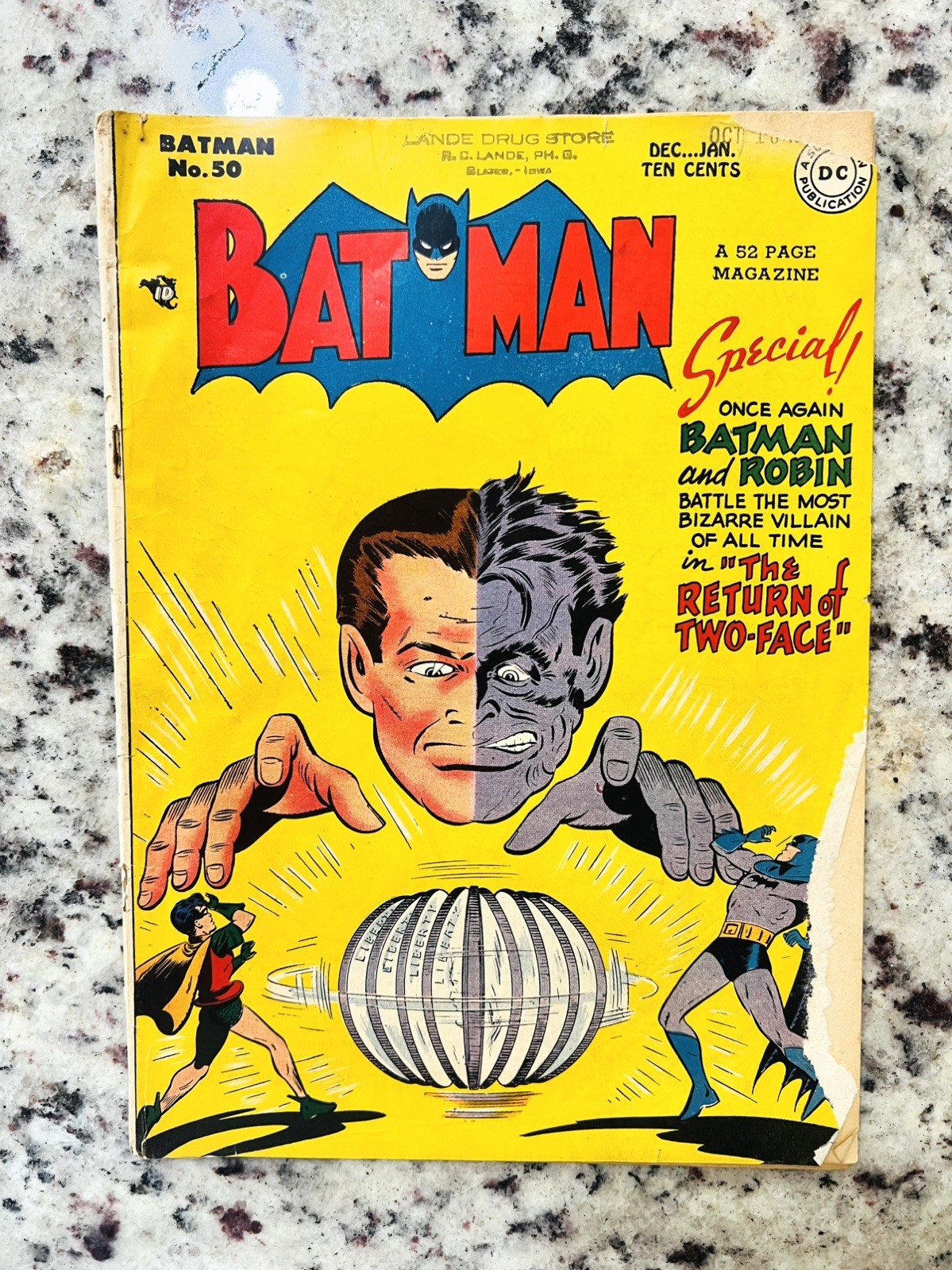 Batman #50 DC 1948| Bob Kane cover featuring Two-Face | Joker story