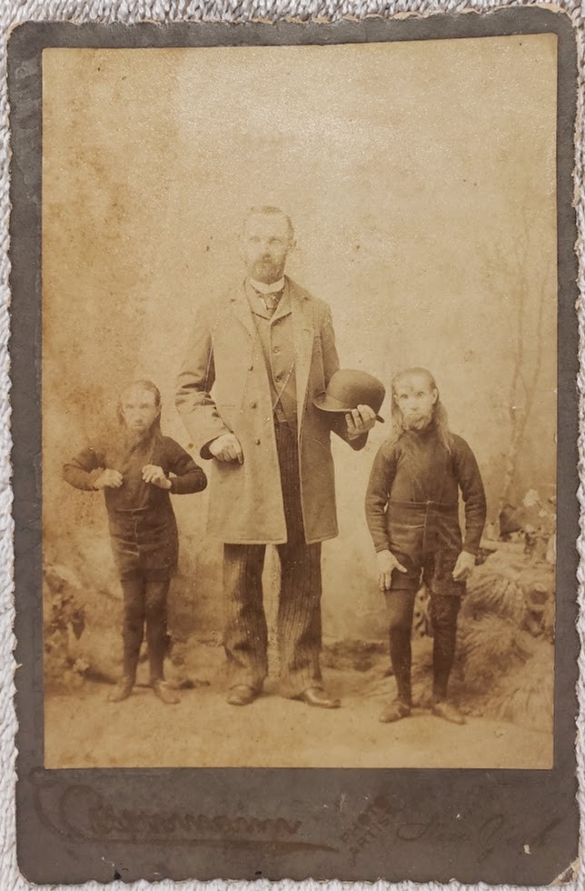 RARE 1890'S WILD MEN OF BORNEO CIRCUS SIDESHOW CABINET CARD PHOTO HIRAM & BARNEY