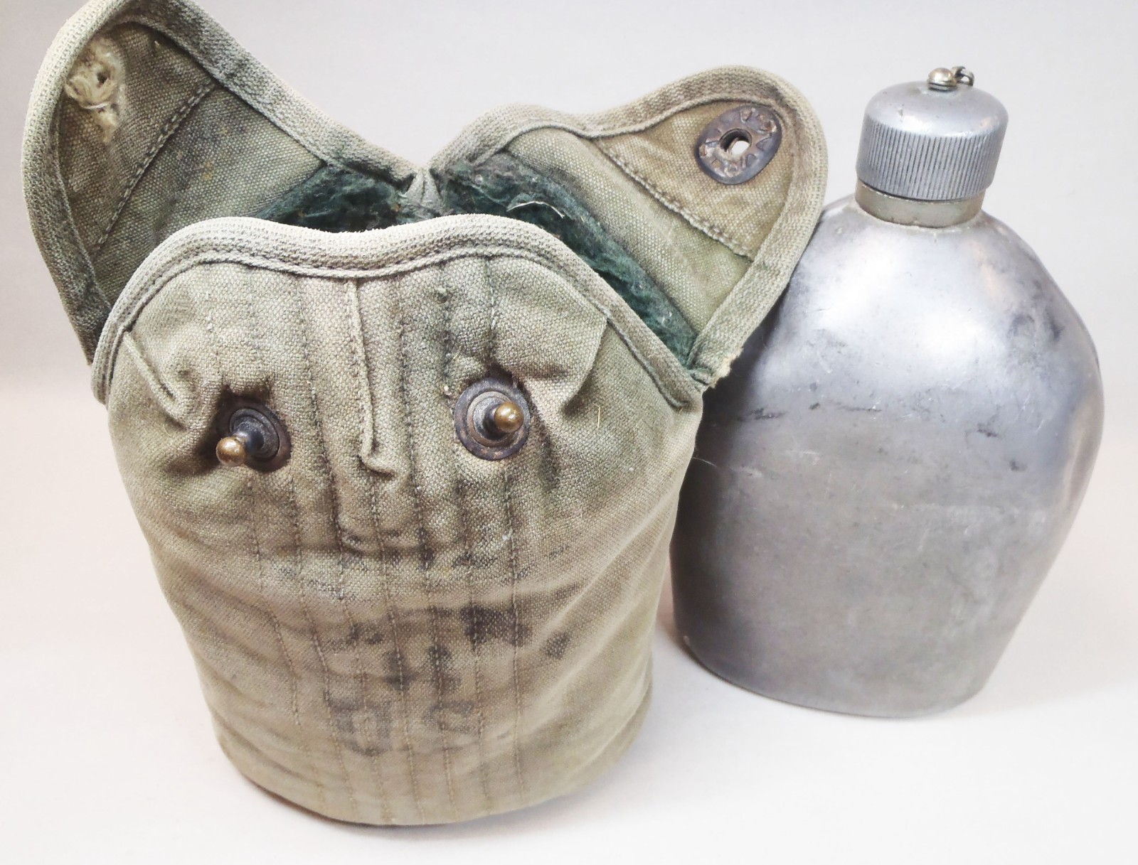 Original 1918-Dated WWI US 132nd Infantry AGMCO Aluminum Canteen, Cup & Cover