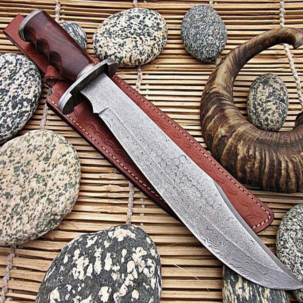 custom handmade damascus steel RAIN DROP PATTERN hunting machete knife bowie kni