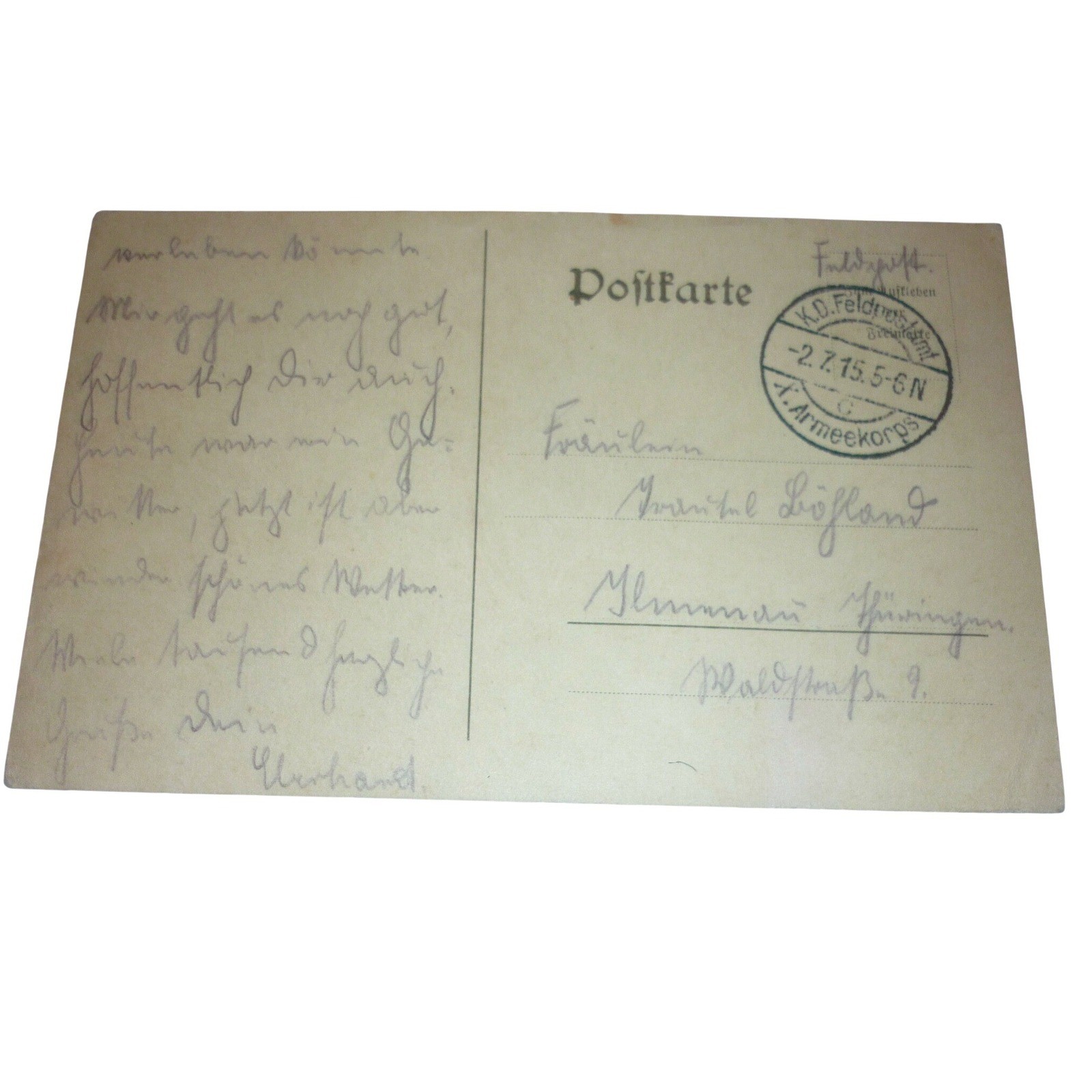 1910s Imperial Feldpost X Armeekorps 10th Corps Eastern Front RPPC