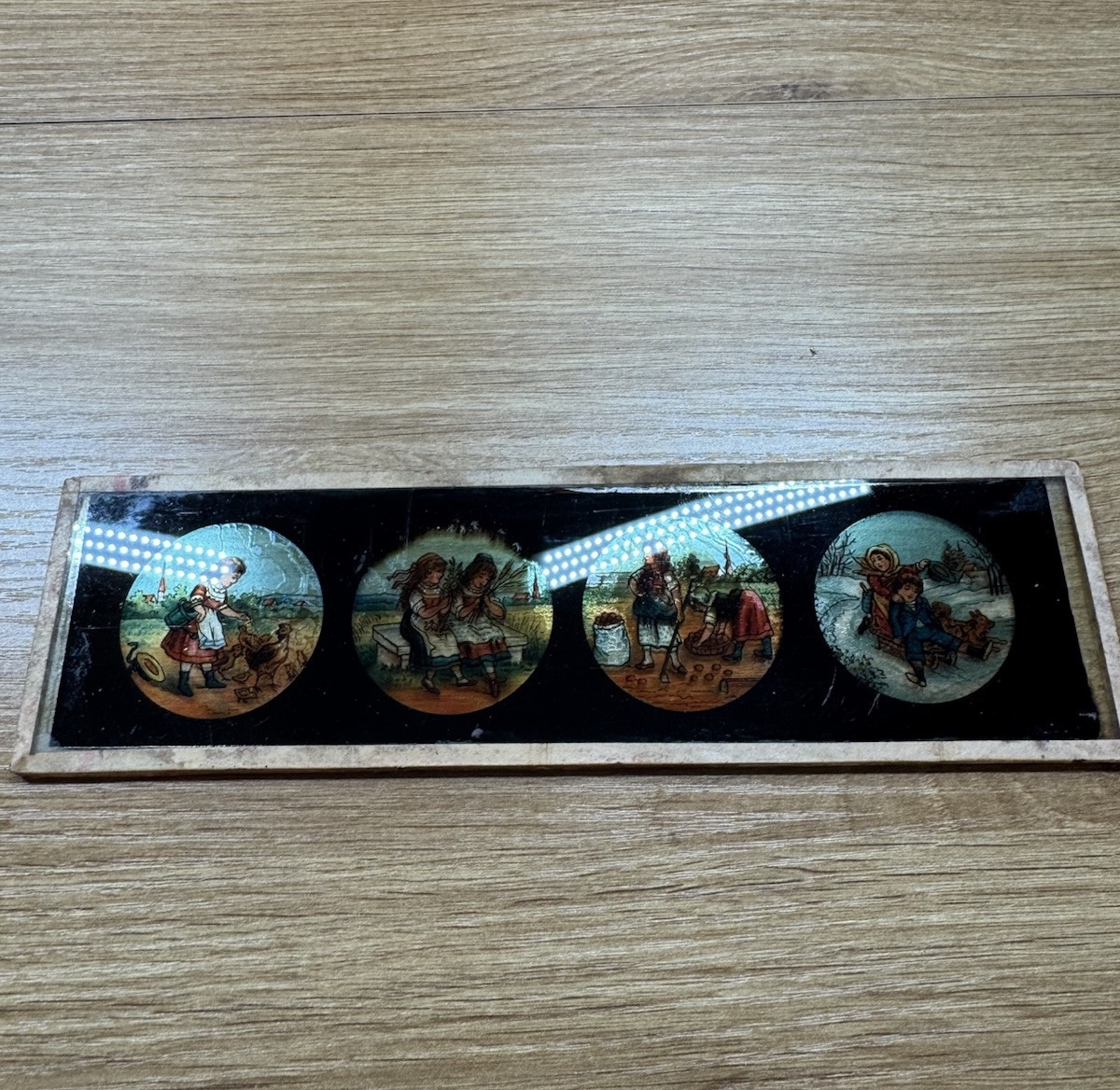 Antique German Magic Lantern Multi/Colored Glass Slide Children Jack-in-box