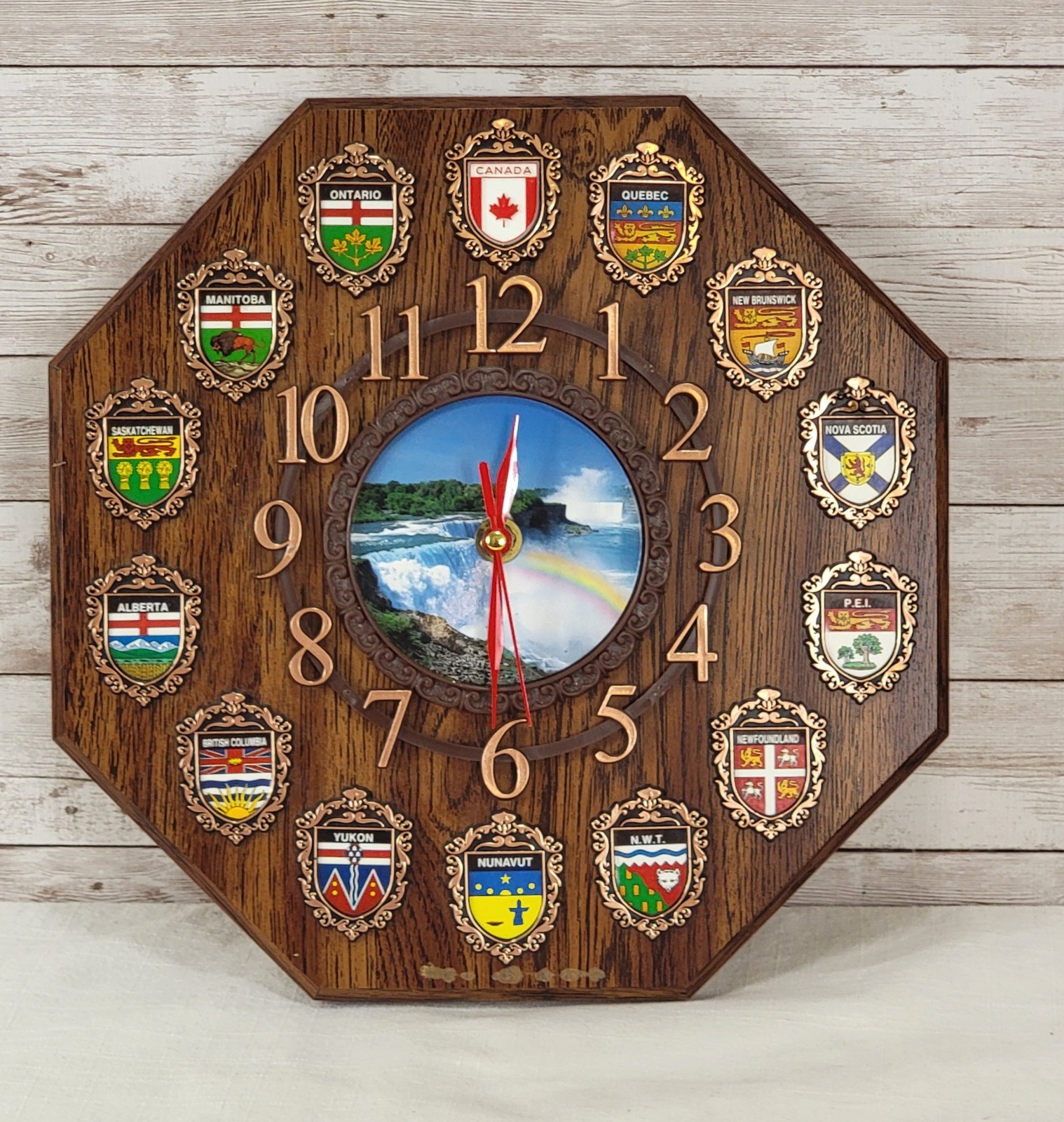 See Video Vintage Canada Wall Clock Canadian Providences Red Hands New Mechanism