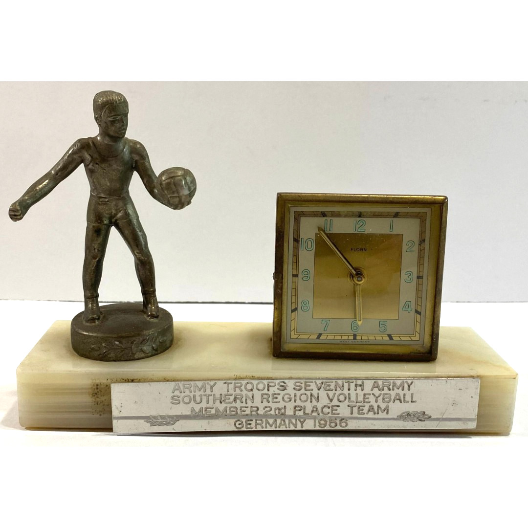 Vintage 1956 Military Volleyball Trophy Clock | Army 7th Troops Germany | Rare