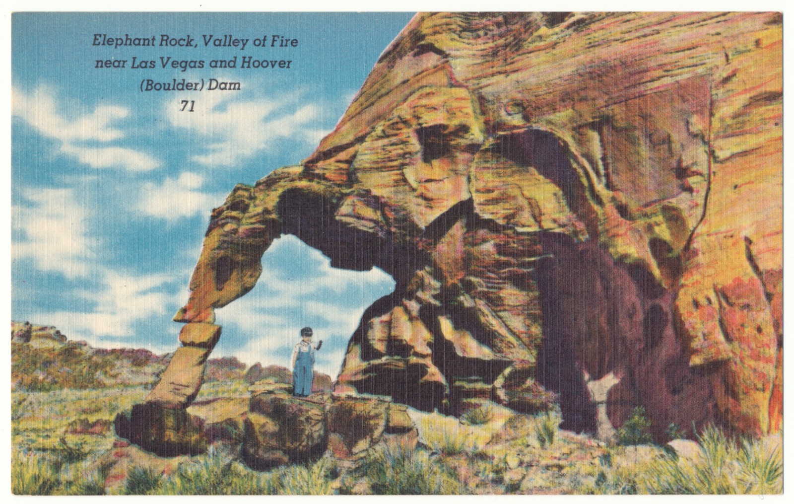 Elephant Rock Valley of Fire State Park Overton Nevada Las Vegas Linen Postcard