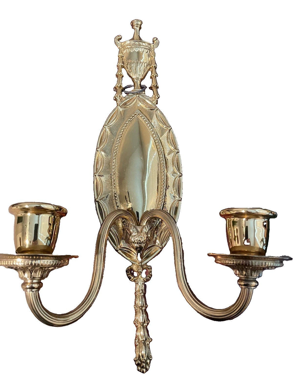 Pair of Brass Wall Candelabras Candle Holders
