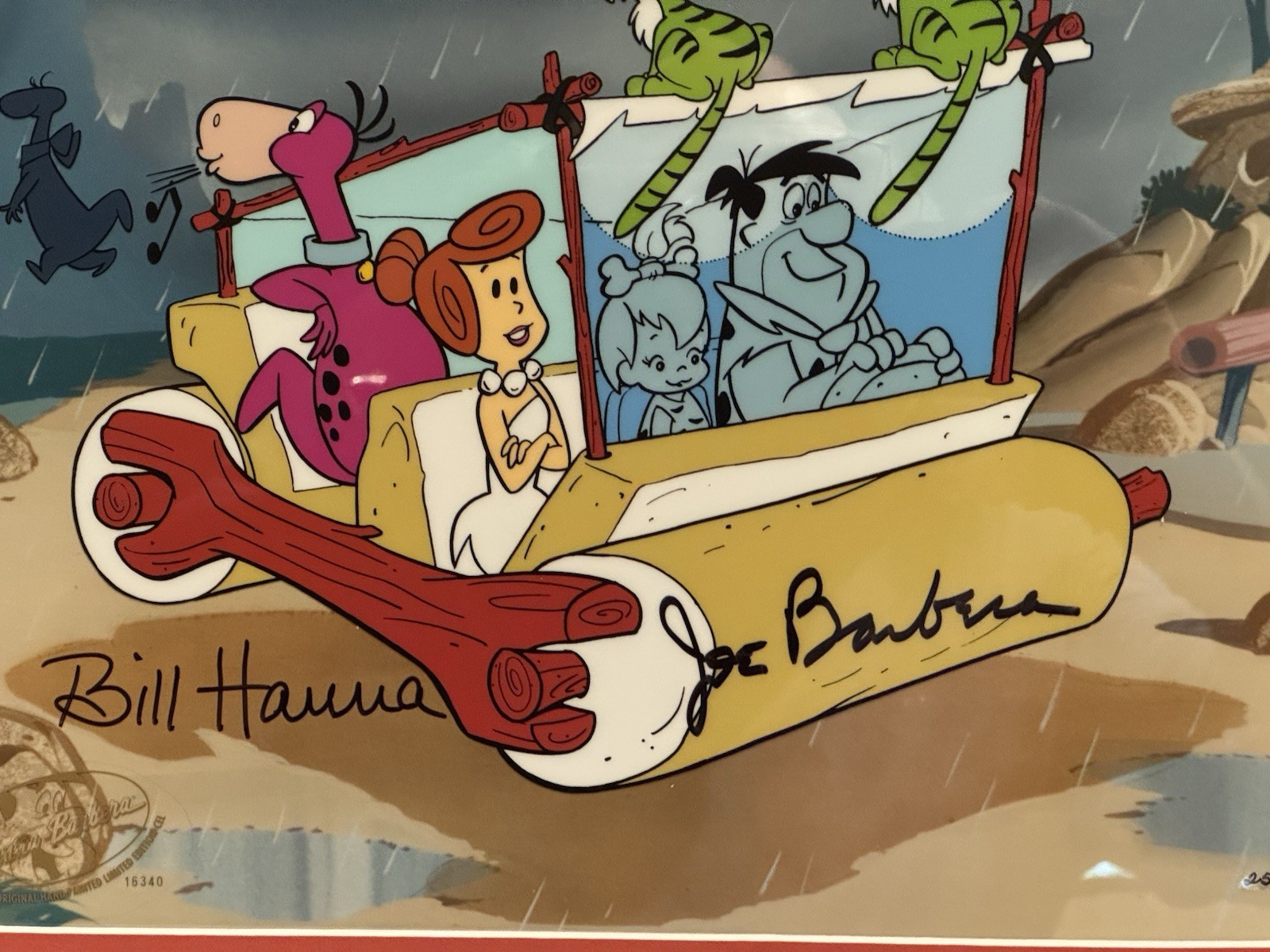 Flintstones Cel Hanna Barbera Signed Flintstones Windshield Fred Limited Ed Rare