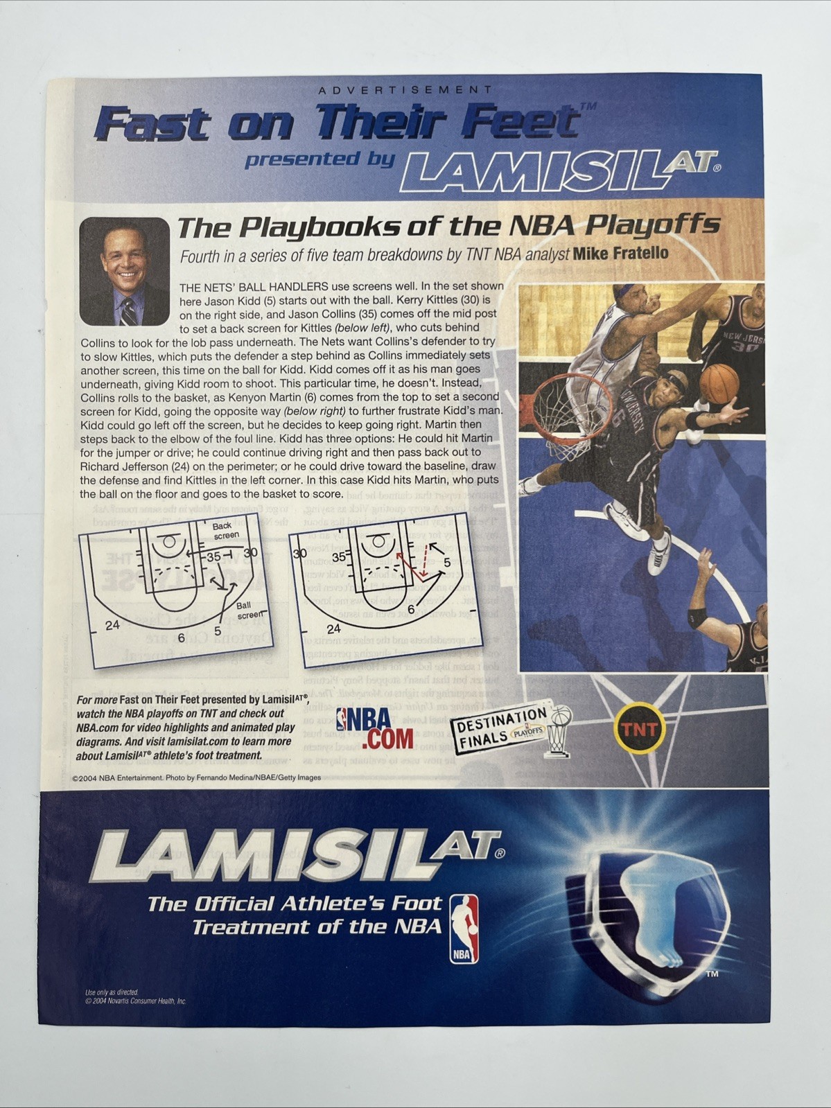 2004 Magazine Print Ad Advertisement NBA Lamasil AT Kenyon Martin Jason Kidd TNT
