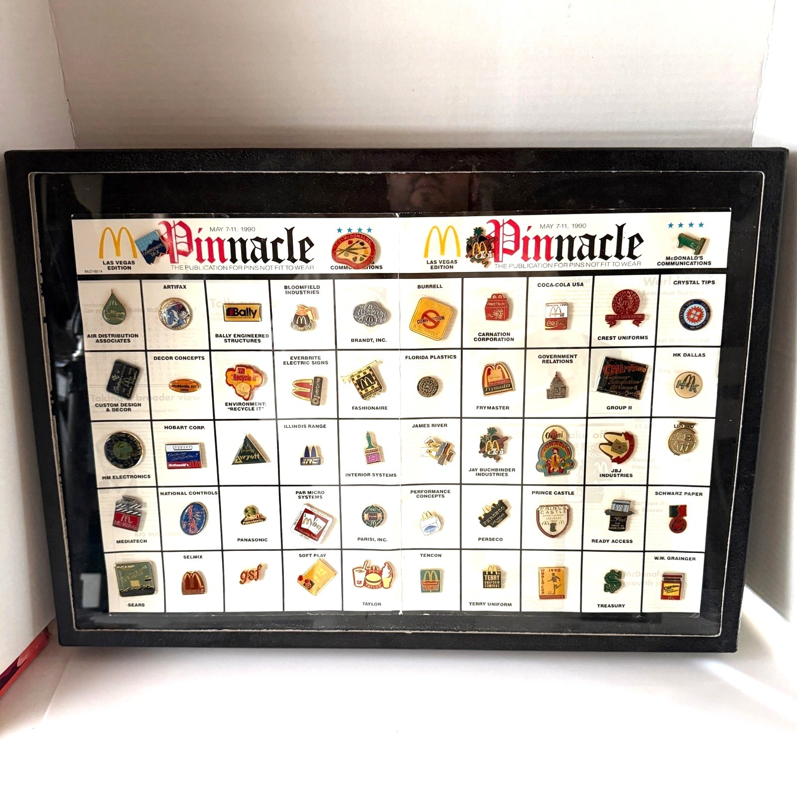 Vintage 1990 McDonald\'s 54x Pin Collection Framed - Pinnacle Vendor Set Vegas