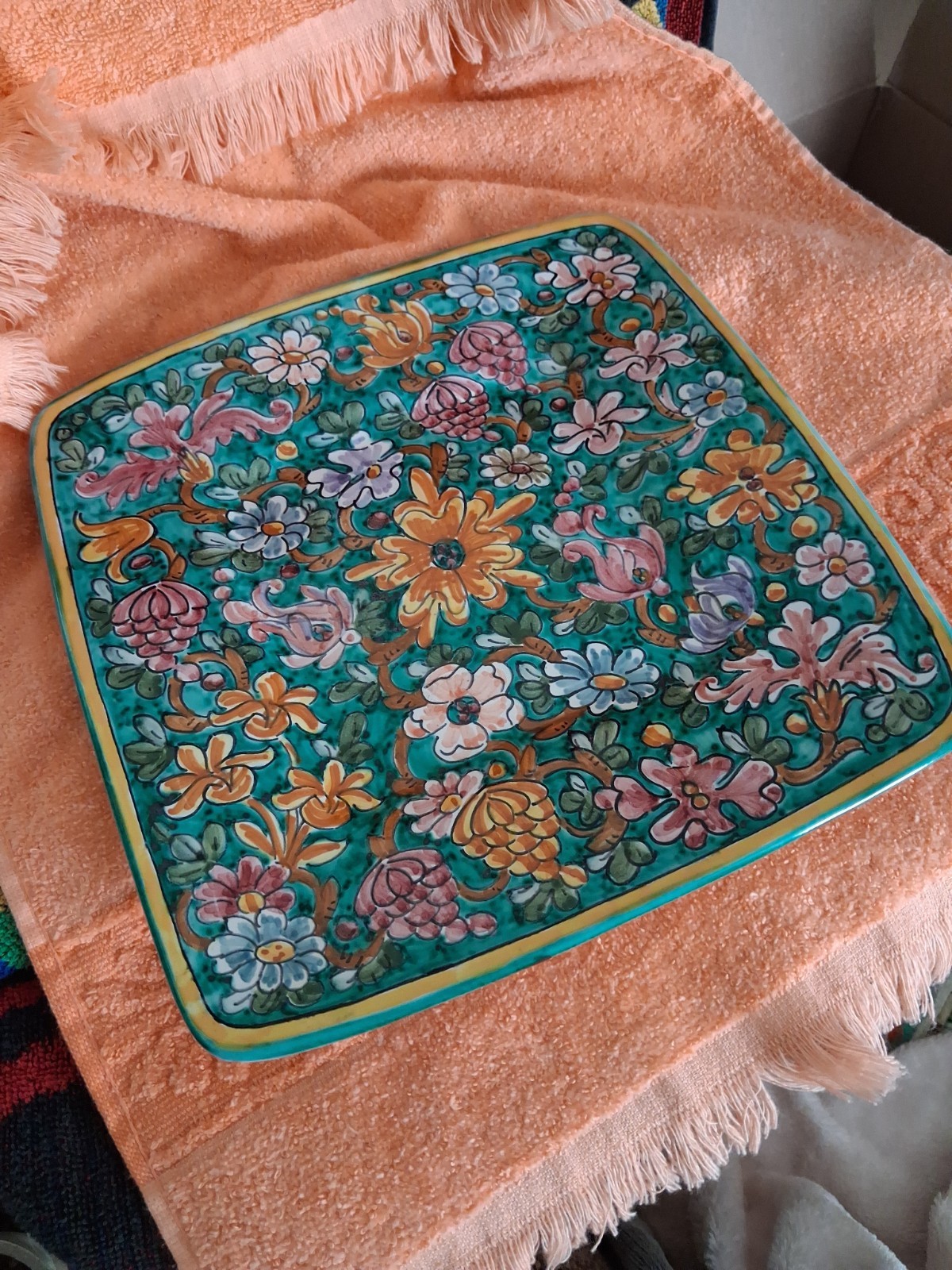 Vintage Italian Majolica Plate Meridiana Ceramiche Hand Painted Made in Italy