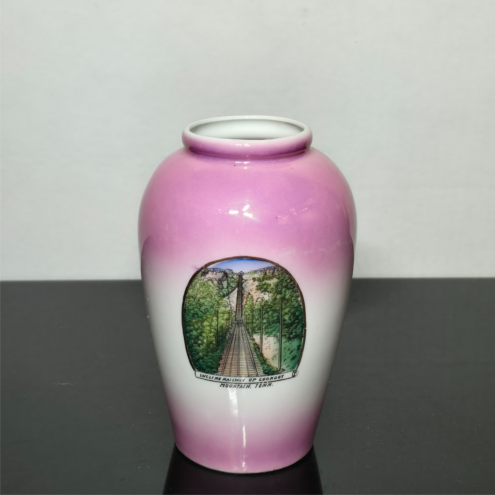 Antique c1920 Jonroth Studios Germany Lookout Mountain Incline Railway Vase