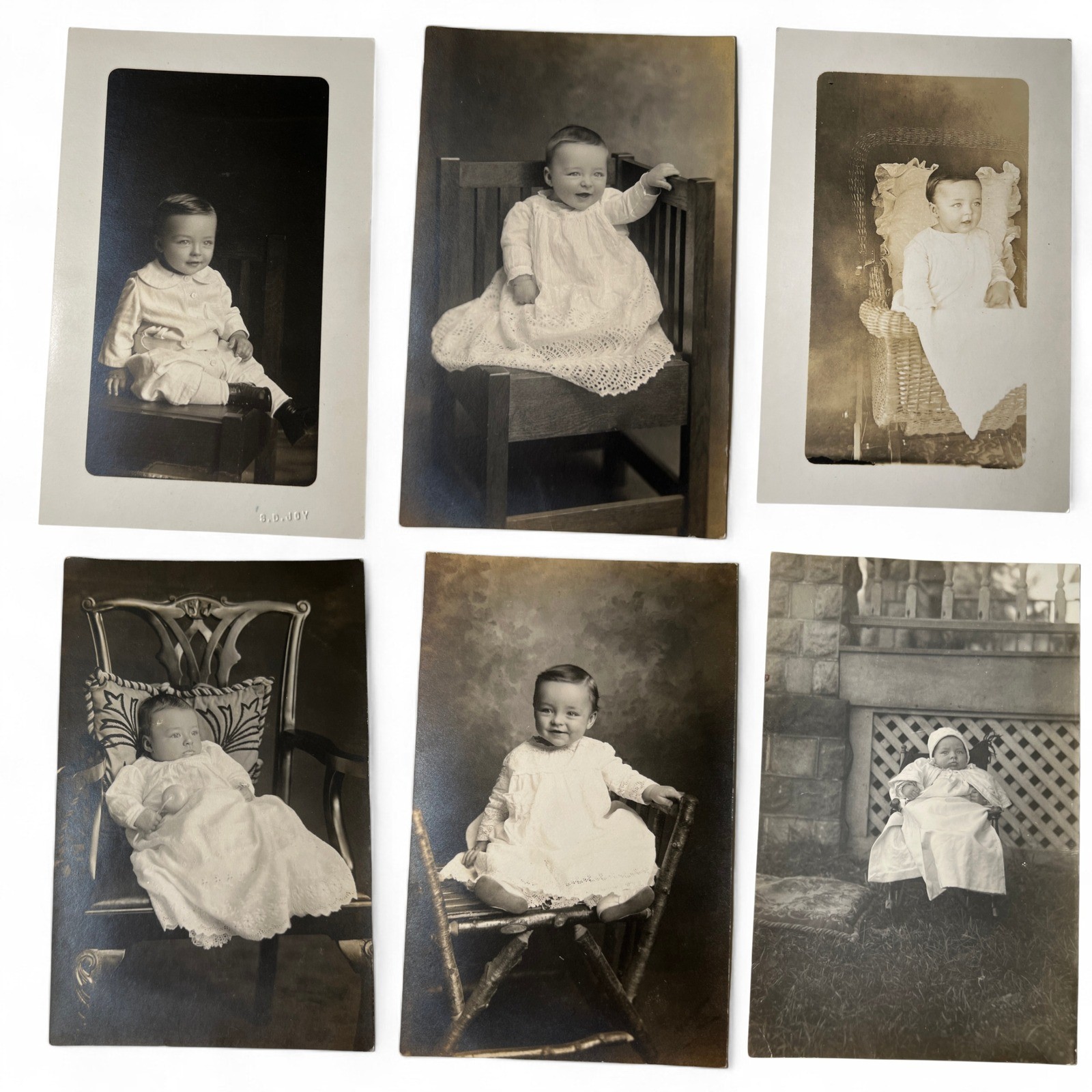 LOT 6 1910s Antique RPPC Real Photo Postcard Baby Morris Carpenter Growth Series