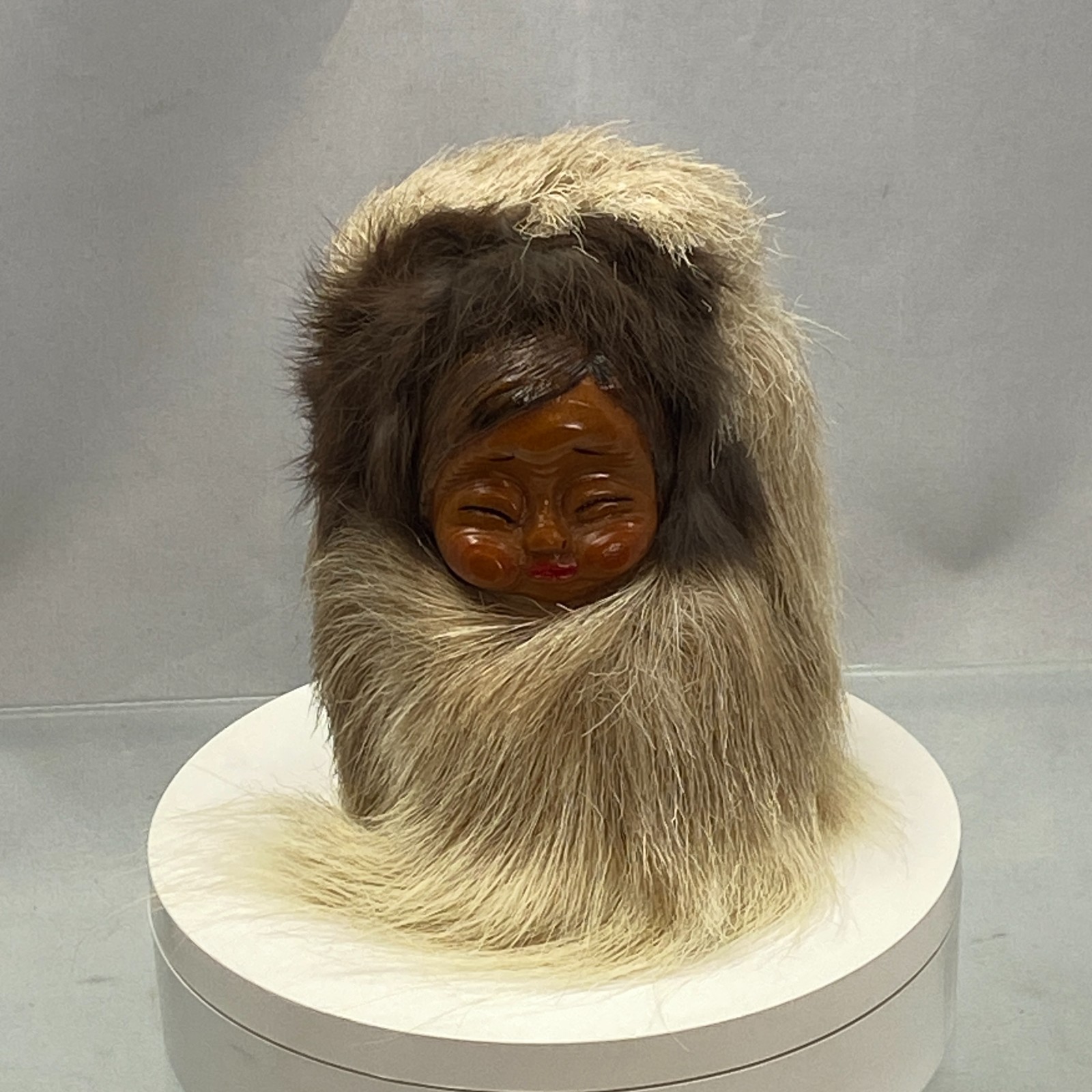 Vintage Naber Dolls Alaska Handmade Sleeping INUIT Baby Eskimo 6” Natural Furs