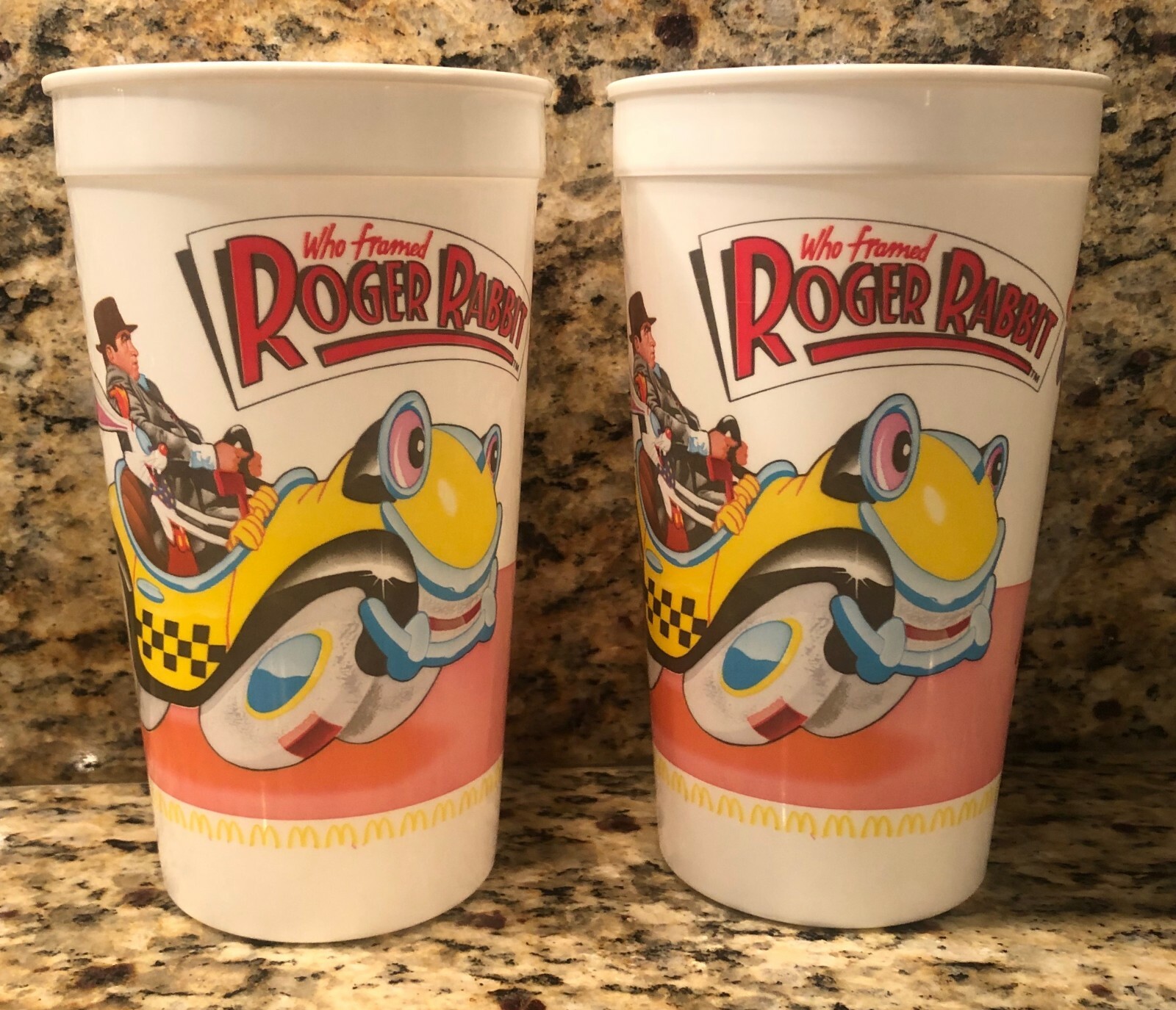 McDonalds Who Framed Roger Rabbit 1988 Set of 2 Plastic Cups