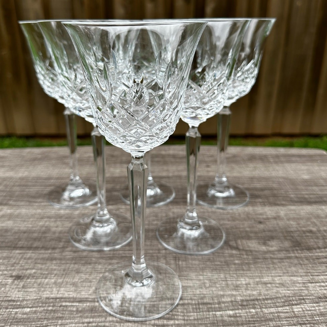 Mikasa Claridge Retired Lead Crystal Blown Glass Water Goblets-Stunning Set of 6