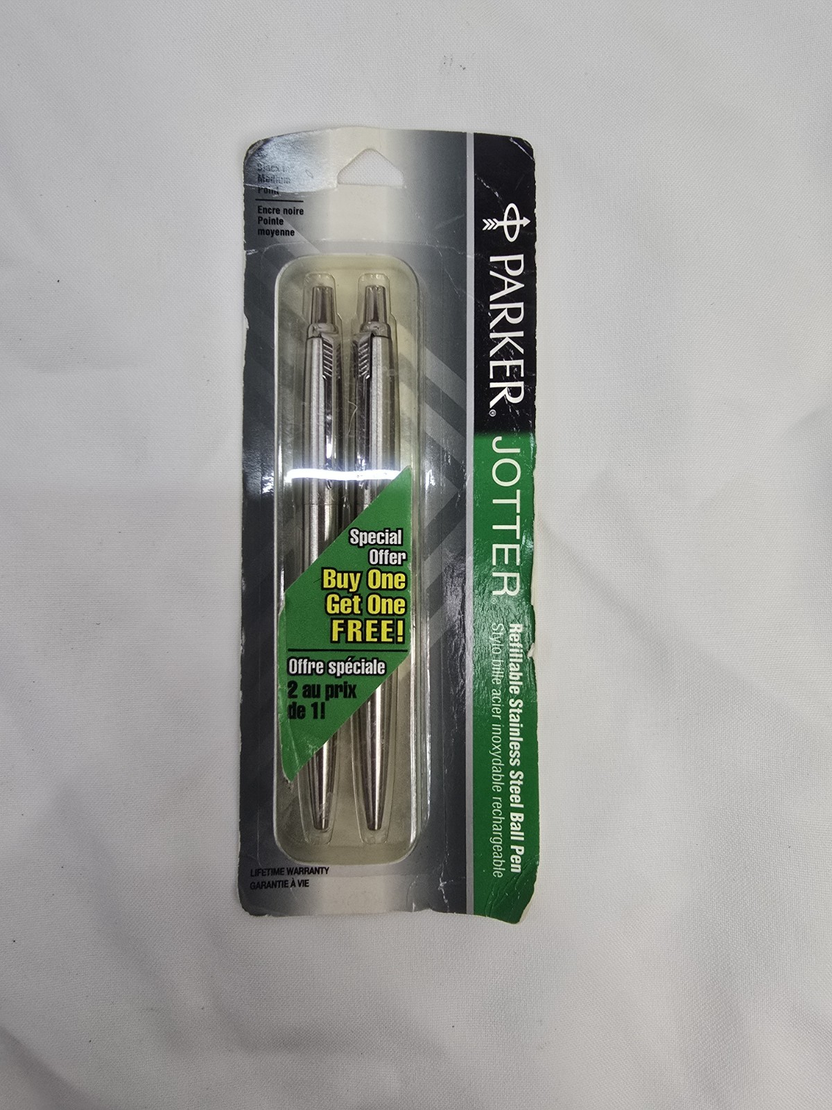 2 Pk Vintage NIB 1996 Parker Jotter Ballpoint Pen Black Stainless Black Medium