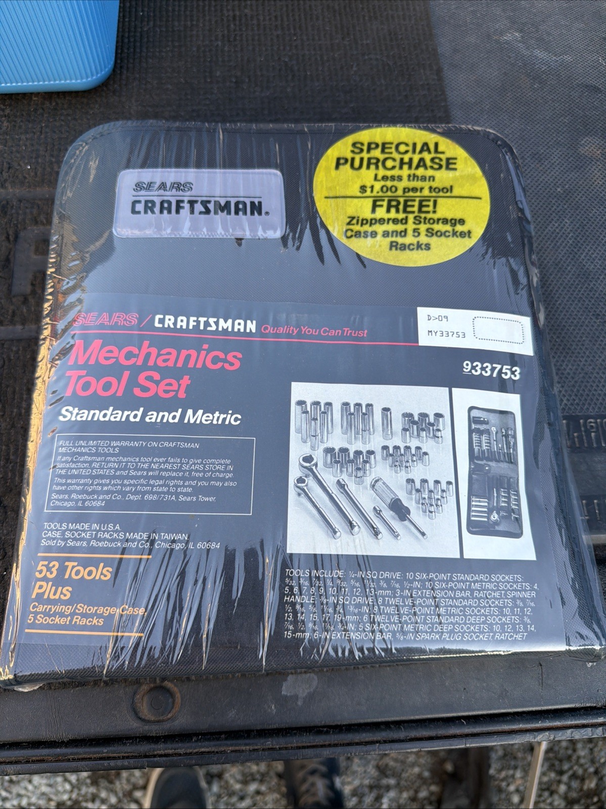 Rare Sears Craftsman USA Nos 53pc Mechanics Tool Set W Case Old School 33753