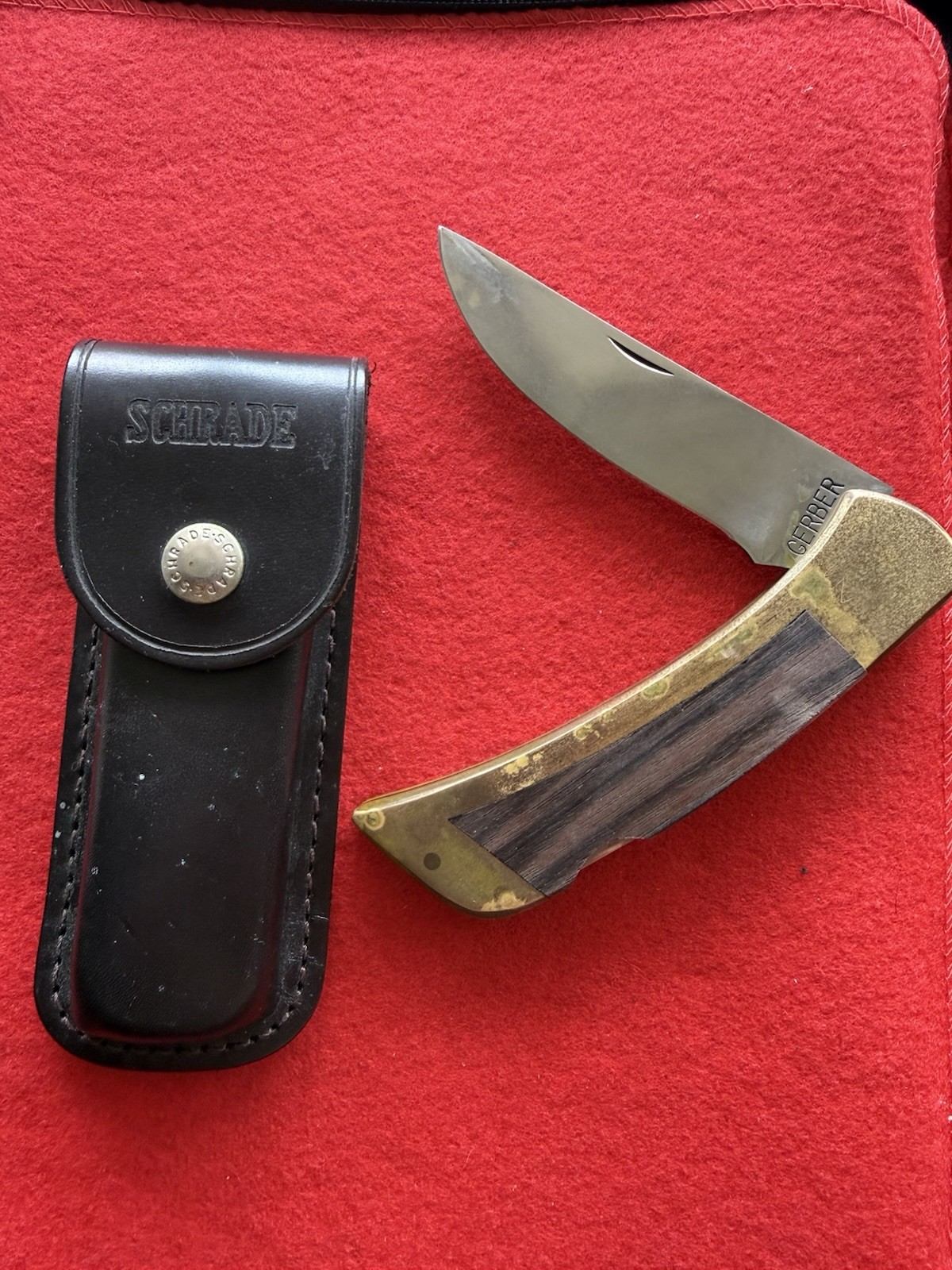 Vintage Gerber Brass Wood Folding Lockback Sportsman II Knife Oregon 97223 USA