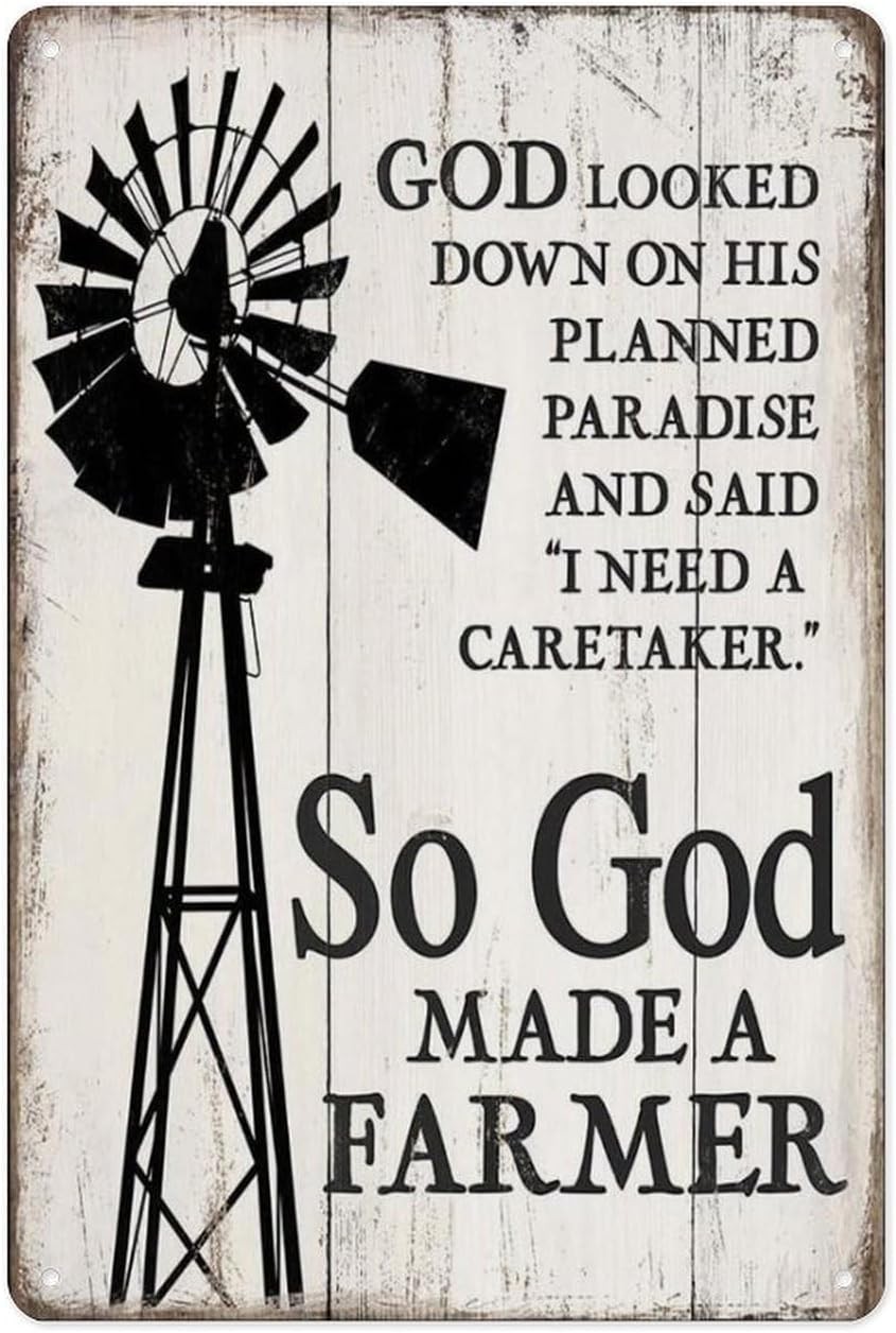 Metal Tin Sign 8 X 12 Inch - So God Made A Farmer - Vintage Metal Plaque, Christ