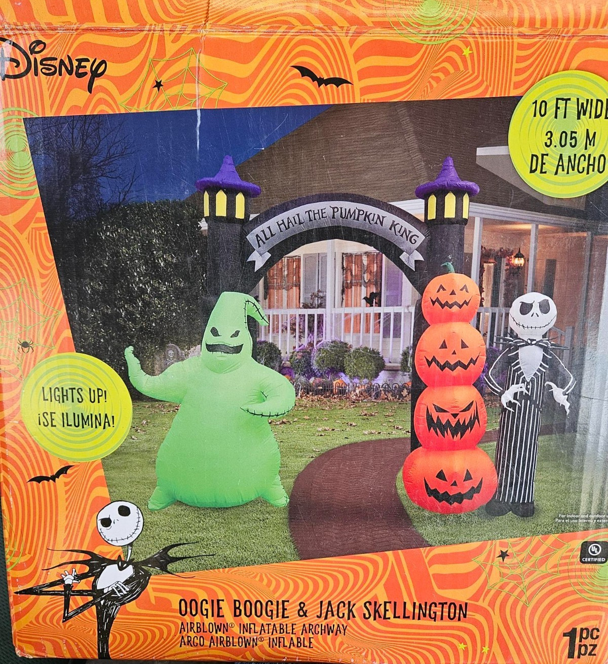  Gemmy 10ft Wide Disney's Nightmare Oogie & Jack Halloween Archway Inflatable
