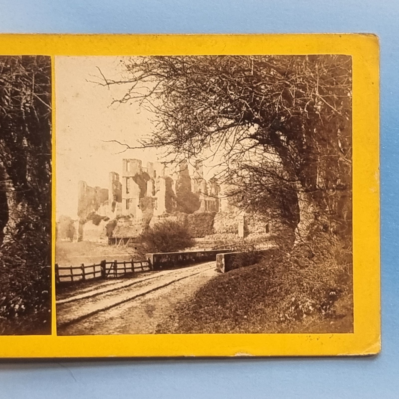 Stereoview Card 3D 1870 Kenilworth Warwick Warwickshire Ancient Castle Ruins
