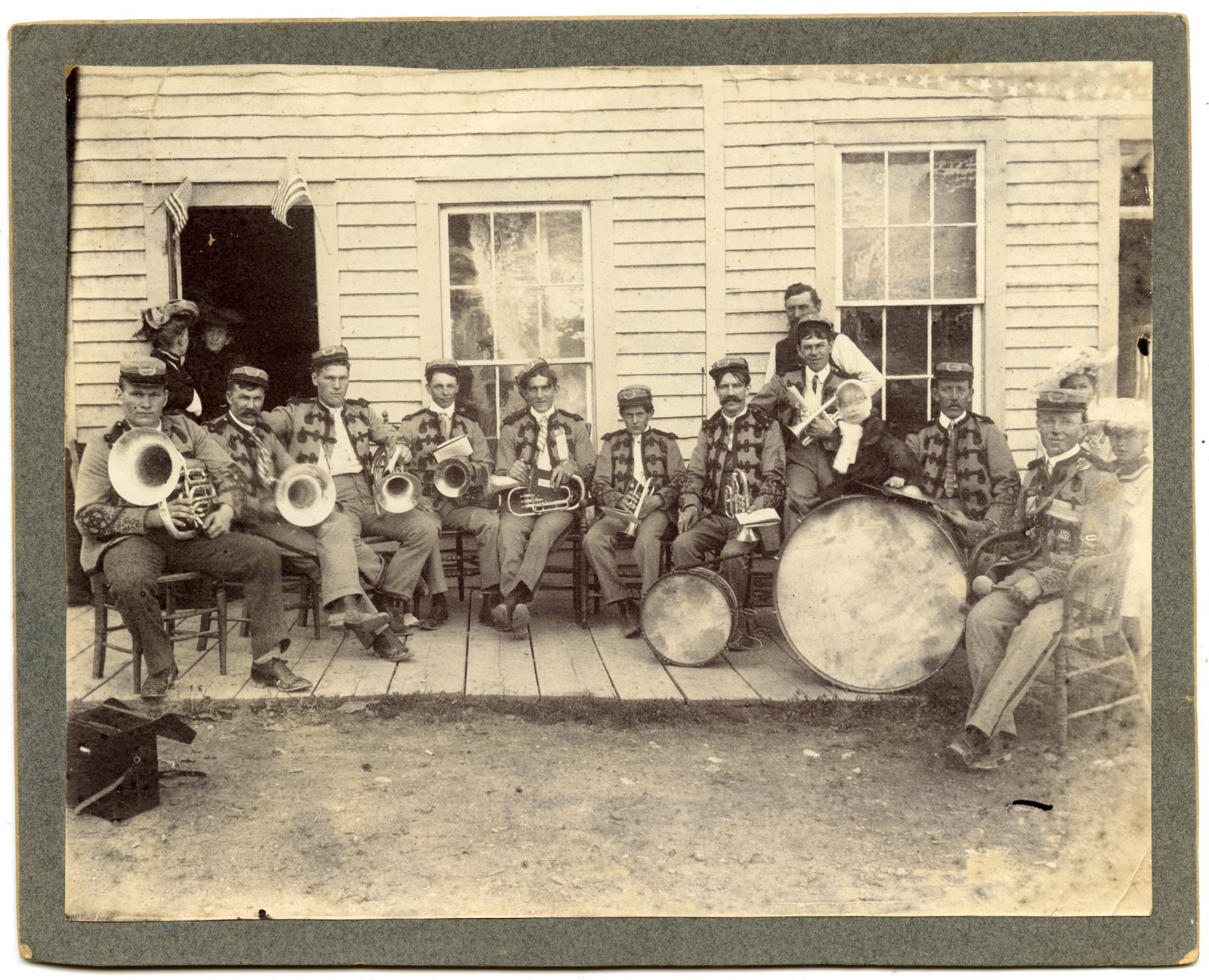 Rare 1890s Mounted Photo Group Portrait Silver Cornet Band Sheridan MONTANA