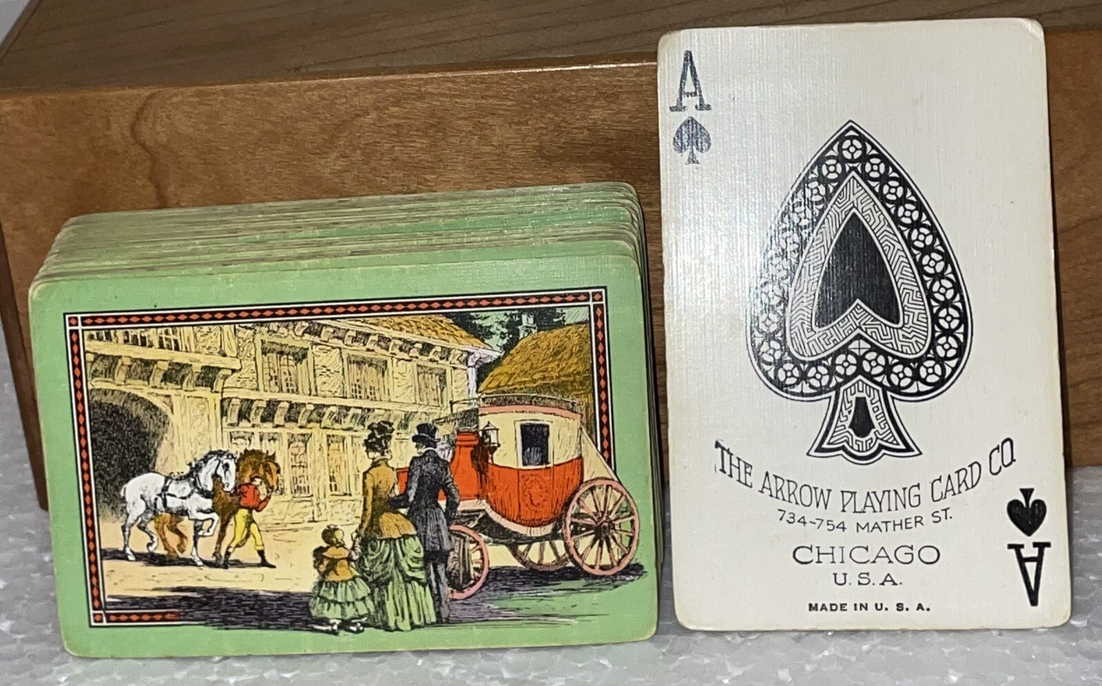 Vintage The Arrow Playing Card Co. Card Deck Horses Carriage Early 1900’s Rare