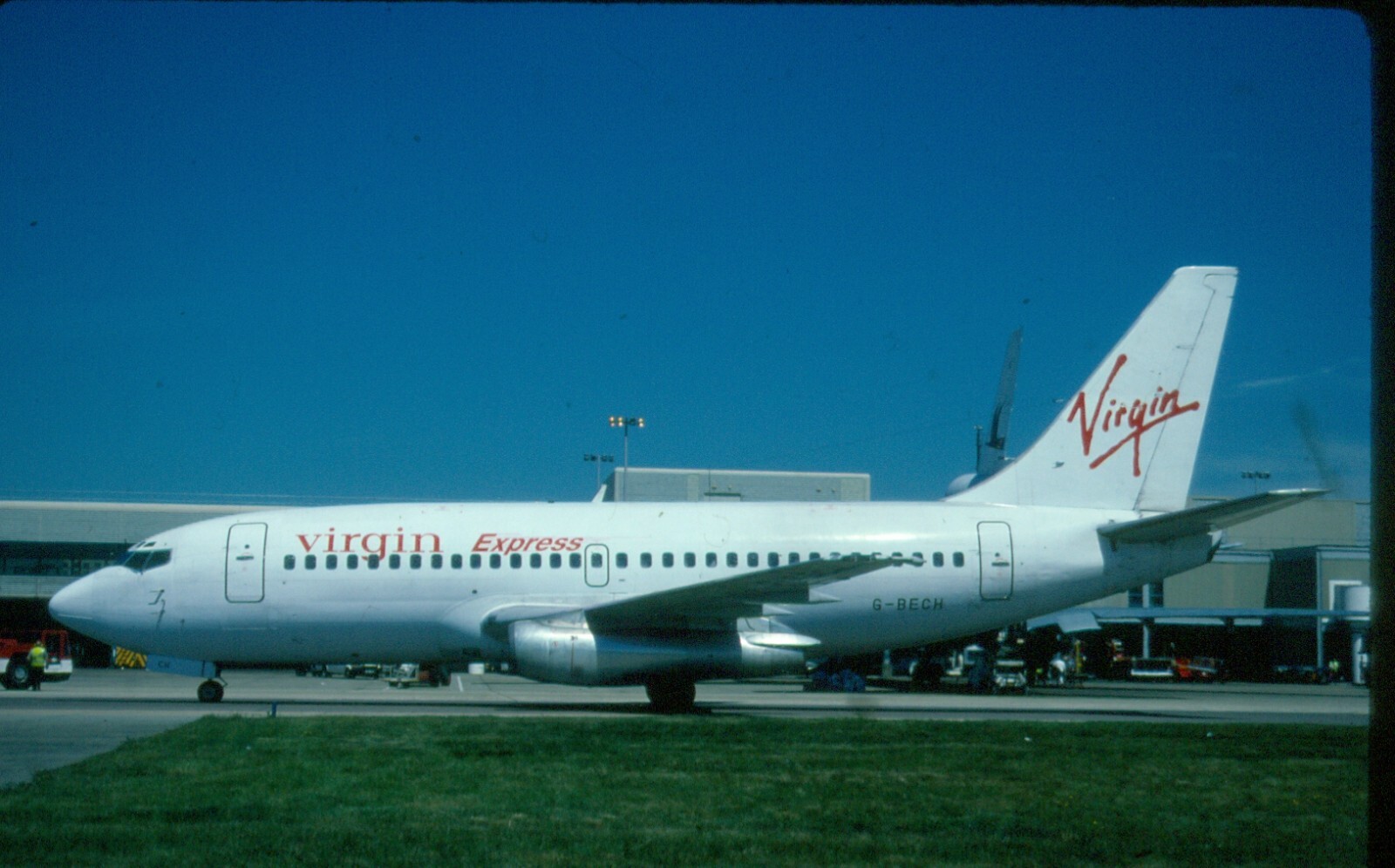 G-BECH VIRGIN EXPRESS   B737-200 WHITE  CORIGINAL KODAK SLIDE G527