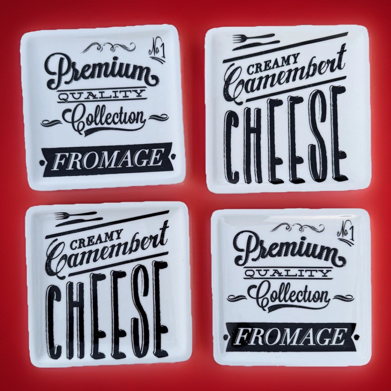 Ciroa Salle Des Fromages Cheese Plates Two Different Sizes Set Of 4 NOV25