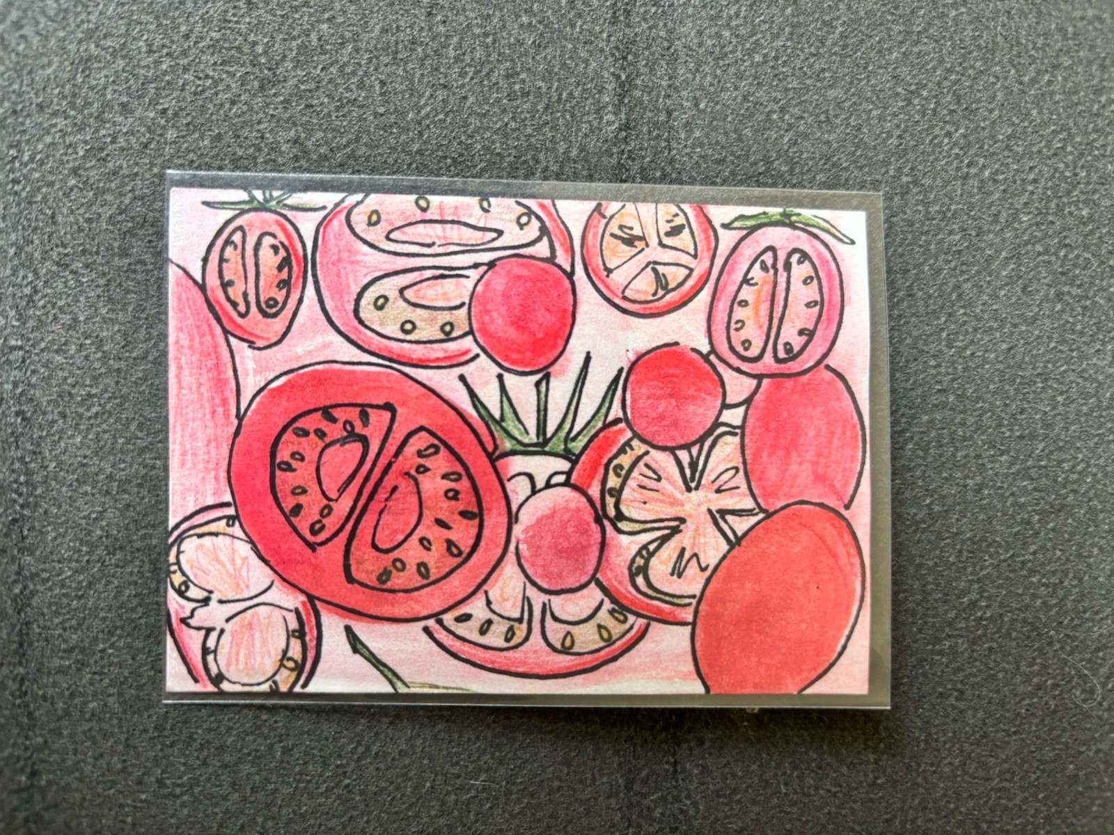 ACEO Original Art Abstract Tomatoes by Karla Rodriguez