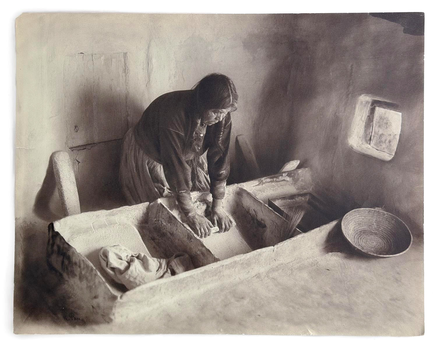 Kolb Brothers Hopi Woman Grinding Corn Circa 1911 Original Collotype Signed
