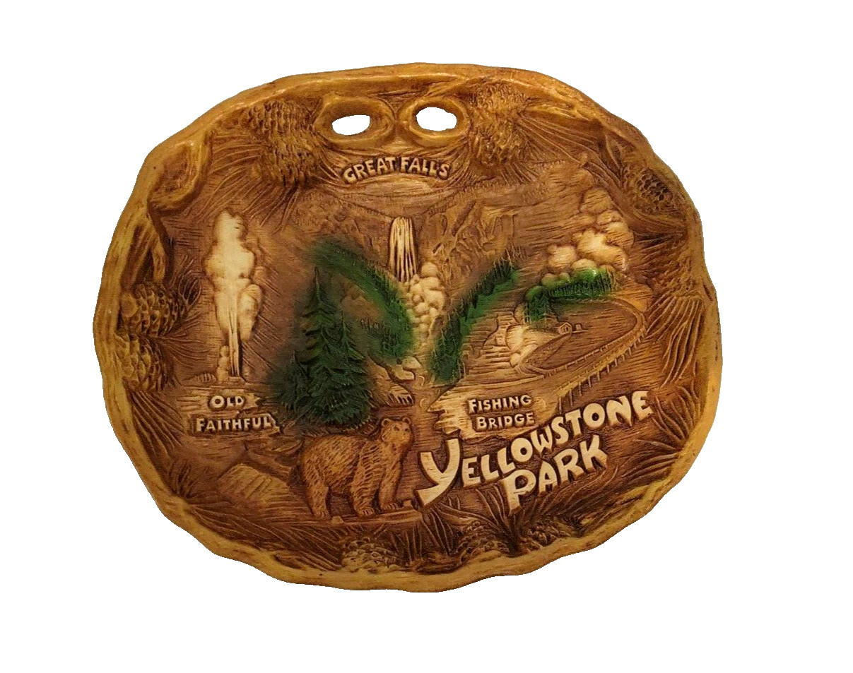 Vintage Montana Yellowstone Glacier National Park Taco Mid Century Wall Plaque