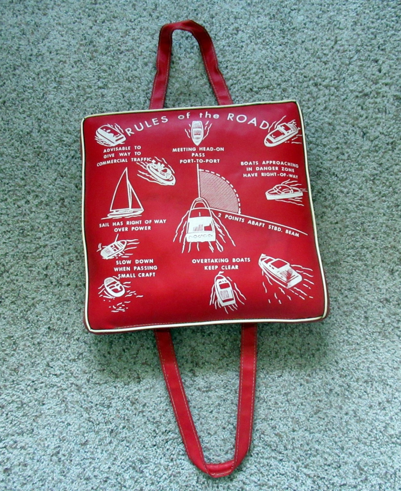 Vintage \'60s Rules of the Road Red Miltco Vinyl Boat Seat Cushion VGC