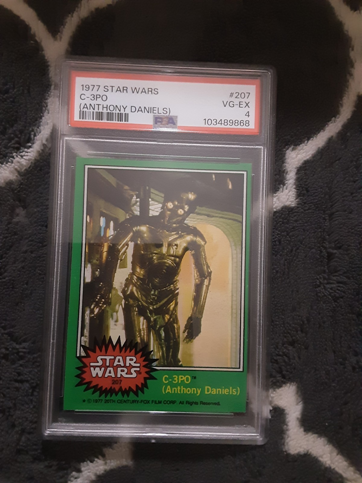 1977 Topps Star Wars, C-3PO Anthony Daniels, PSA 4, Series 4, Card #207 Goldenro