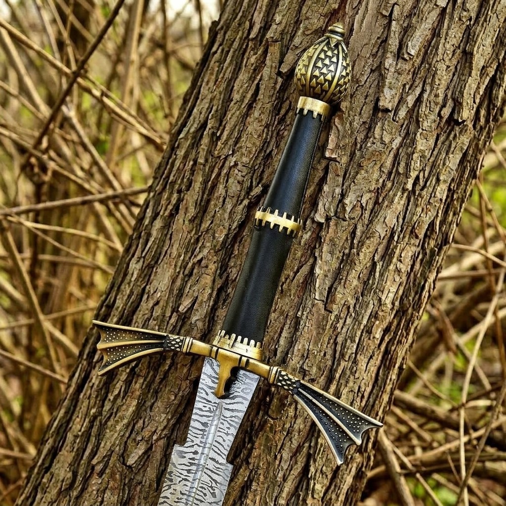 Game of Thrones Dark Sister Sword in Gold Finish – Handmade Carbon Steel Replica